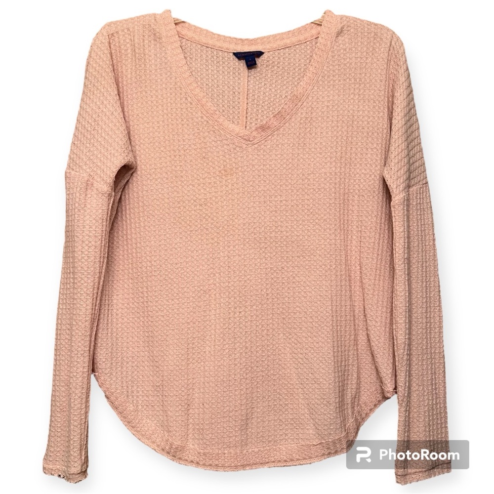 Aeropostale Sweater in Pink with Waffle Knit Texture